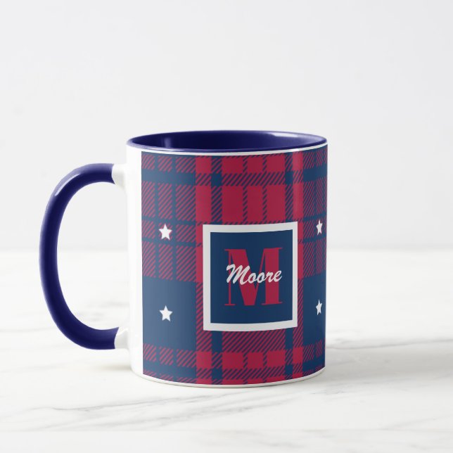 Caneca Tartan - Patriótico - Estrelas Brancas Azuis Verme (Esquerda)