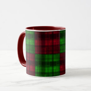 Caneca Tartan vermelho e verde de Natal.