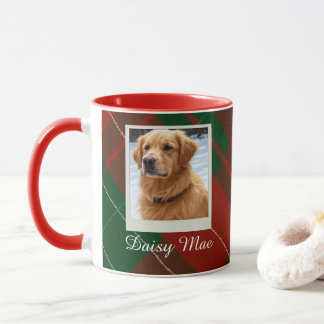 Caneca Tartan Xadrez Vermelho e Verde Personalizado Pet