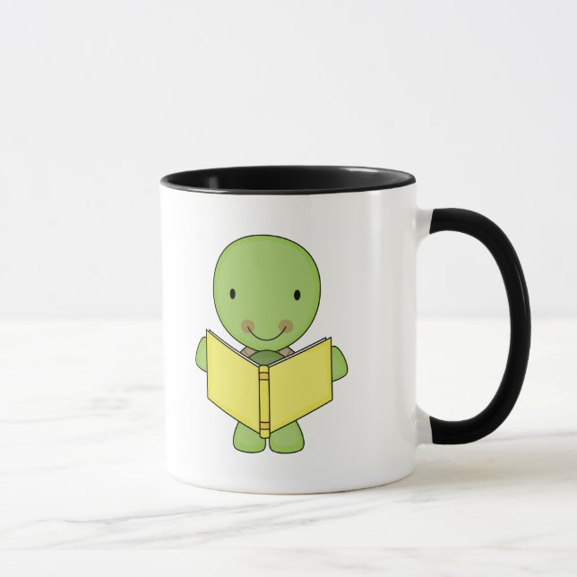 Caneca tartaruga adorável lendo (Direita)