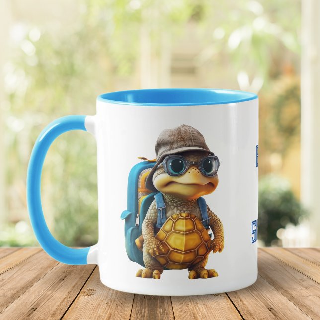 Caneca Tartaruga Bonita Aventurada com Mochila, (Criador carregado)