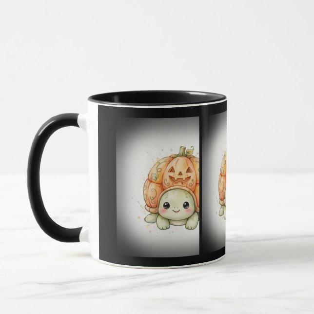 Caneca Tartaruga com Casca de Abóbora de Halloween (Esquerda)