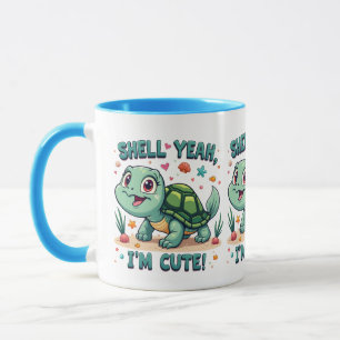 Caneca Tartaruga Kawaii Fofa com Estética Oceânica e Troc