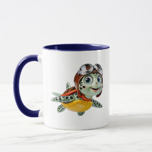 Caneca Tartaruga Marinha Aviadora Cute Personagem Voadora