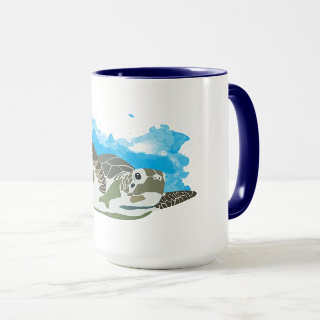 Caneca Tartaruga Marinha Nadando  (Frente Esquerda)