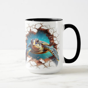 Caneca Tartaruga marinha saindo de uma parede