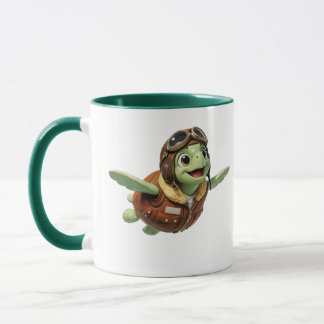 Caneca Tartaruga Voadora Personagem Aviador Fofo Acento V