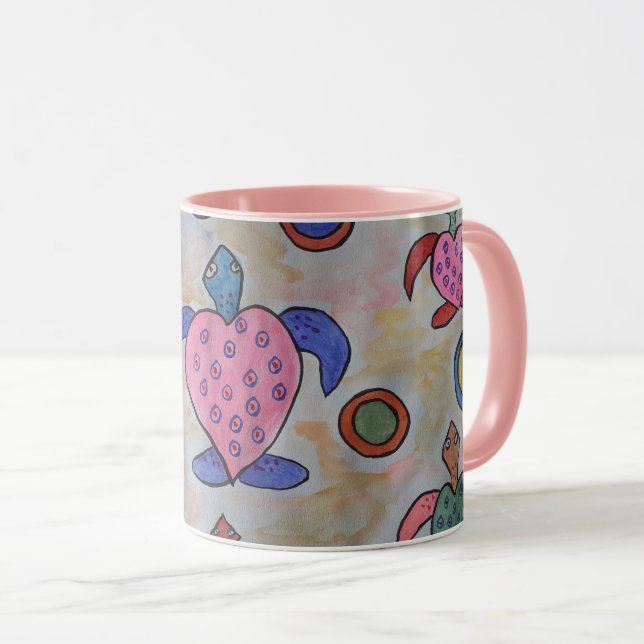 Caneca Tartarugas e Círculos (Frente Esquerda)