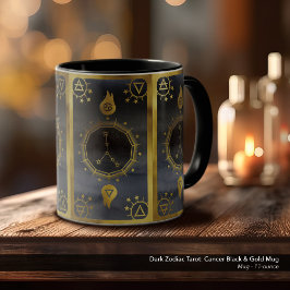 Caneca Tarte Zodiac Escuro: Preto Cancer e Dourado