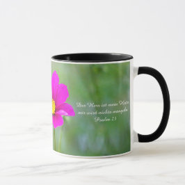 Caneca Tasse mit Cosmea-Blüte und Psalm