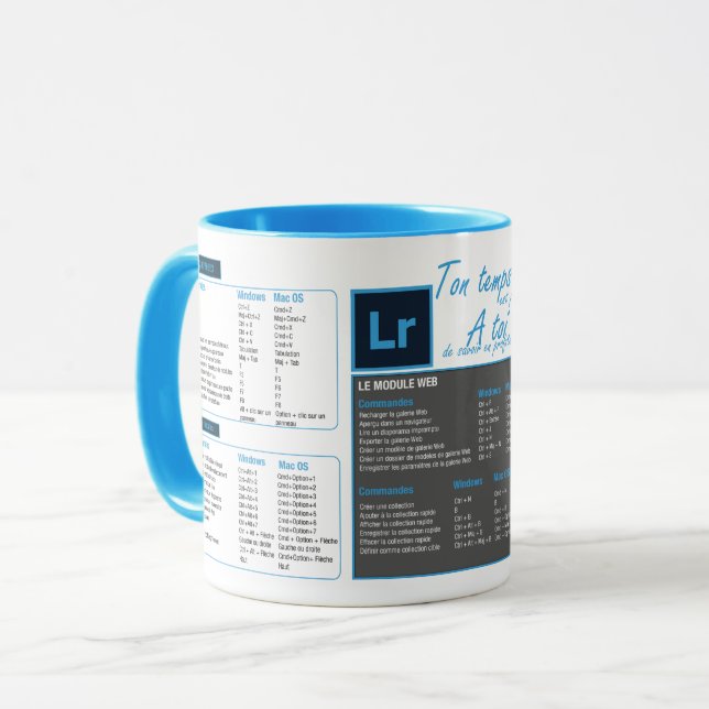 Caneca Tasse mug raccourcie clavier Lightroom (Frente Esquerda)