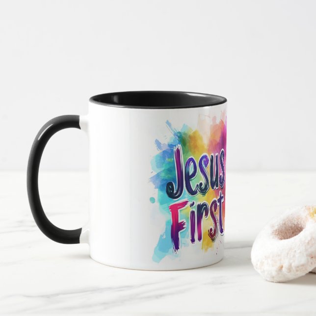 Caneca Tasse personnalisé Jesus First (Com Donut)
