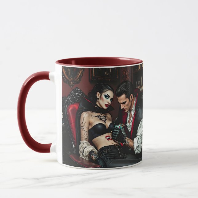 Caneca Tatuagem de Homem de Garota Fantasy (Esquerda)