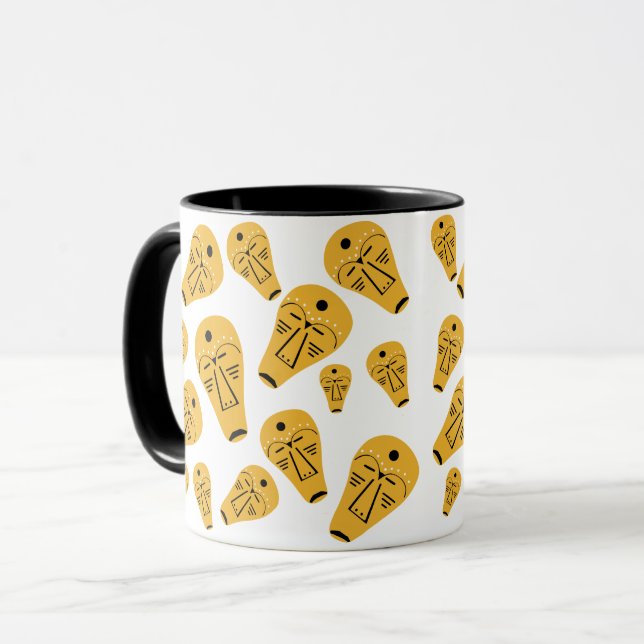 Caneca Tatuagem tribal aborígene arte abstrata do rosto (Frente Esquerda)