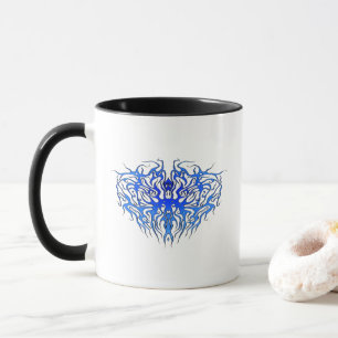 Caneca Tatuagem Tribal do Coração Azul-dia de os namorado