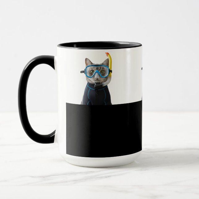 Caneca Taucher Katze,Taucheranzug und Schnorchel (Esquerda)
