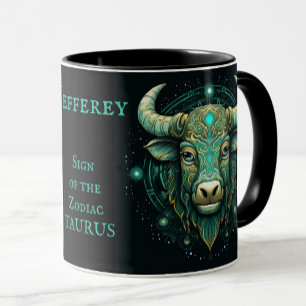 Caneca Taurus Birthday Gift Add Name Belo Café
