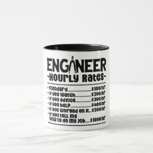 Caneca Taxas Horárias de Engenheiro Engraçadas
