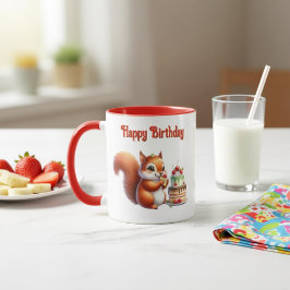 Caneca Taza Cumpleaños Ardillita con Torta 