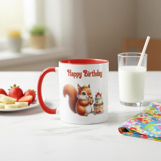 Caneca Taza Cumpleaños Ardillita con Torta 