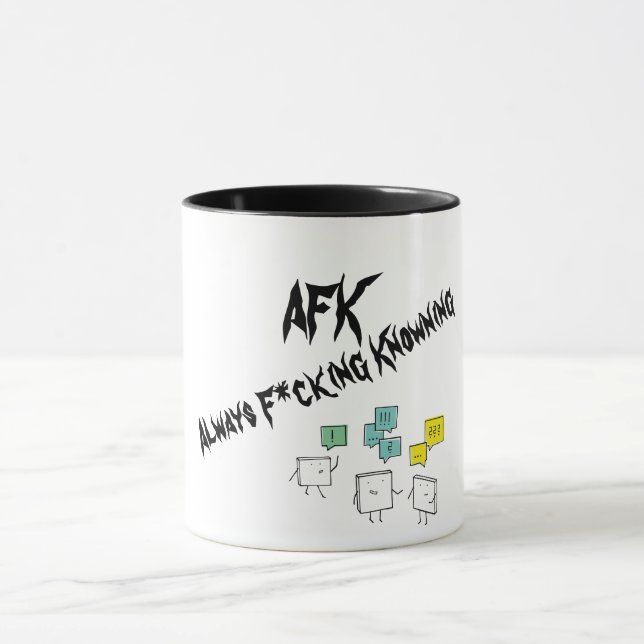 Caneca Taza de Cerámica Negra Mate 'AFK' (Always F*cking  (Centro)