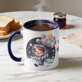 Caneca Taza de Cumpleaños Astronauta con Globos