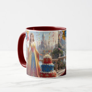 Caneca Taza de Princesa – Diseño de Cumpleaños con Pastel