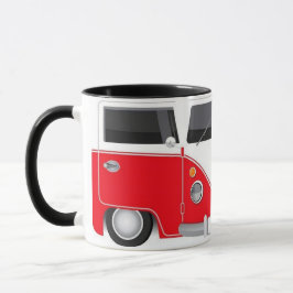 Caneca Taza Kombi Roja Vintage – Estilo Retro Minimalista