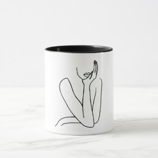 Caneca Taza Line Art Mujer – Minimalismo