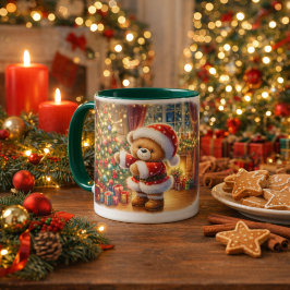 Caneca Taza navideña con un adorable osito Taza