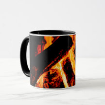 Taza personalizada con fotografía fuego chimenea