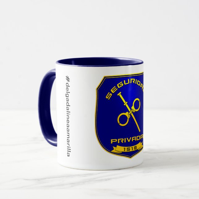 Caneca Taza Seguridad Privada España Placa Azul (Frente Esquerda)