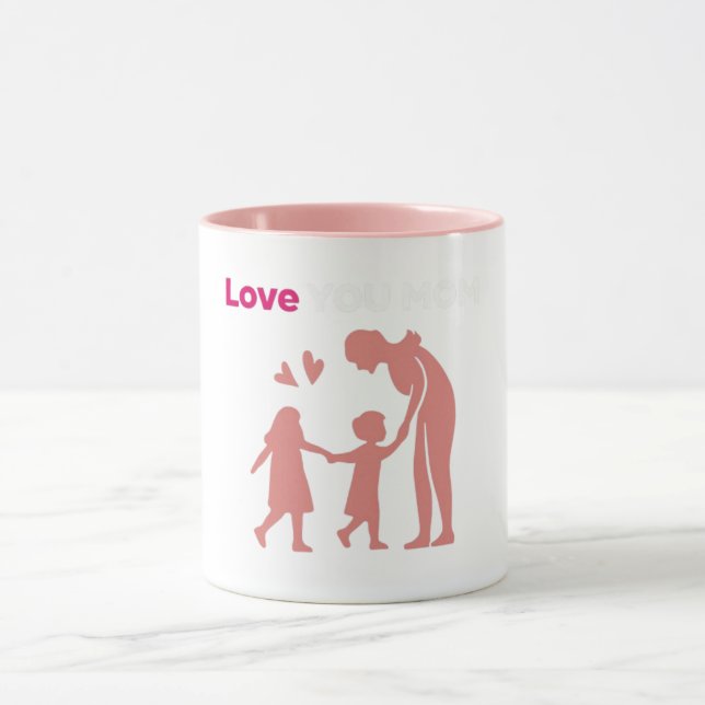 Caneca Te Amo, Dia de as mães Silhouette da Família (Centro)