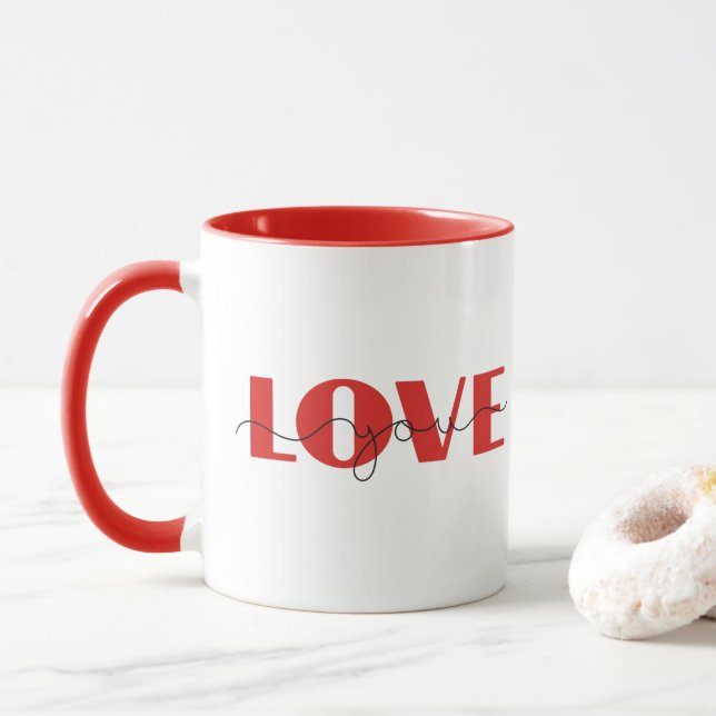 Caneca Te Amo | Feliz dia de os namorados Moderno (Com Donut)