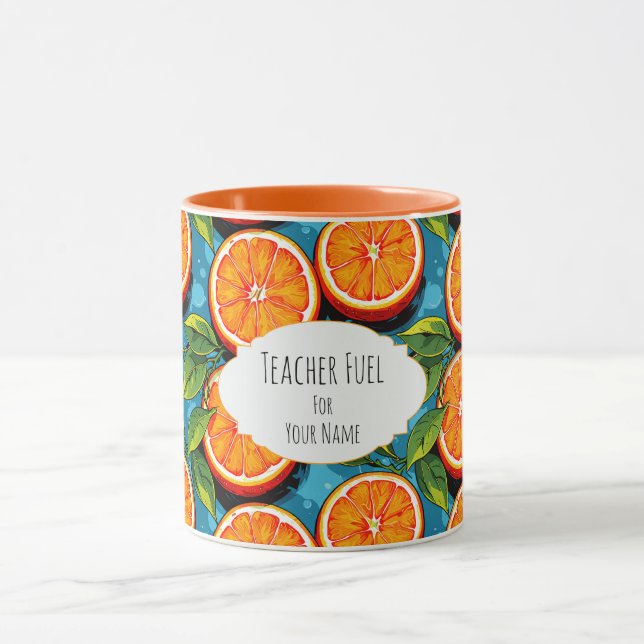 Caneca Teacher Fuel Orange – Personalized Coffee Mug (Centro)