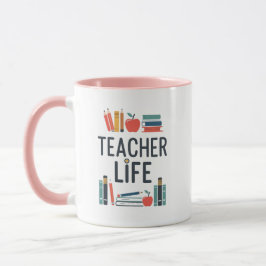 Caneca Teacher Life Modern Typography Design