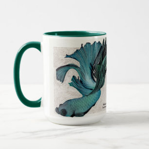 Caneca Teal Betta Fish Personaliza Grande Mug De Café