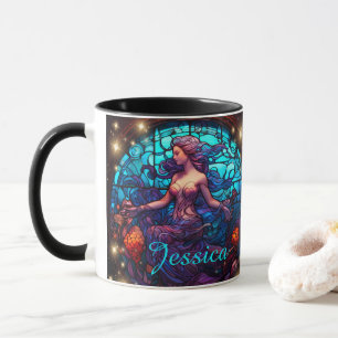 Caneca Teal e Roxo Vidro Fantasia Sereia