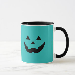 Caneca Teal Spooky Jack o lanterna abóbora Halloween