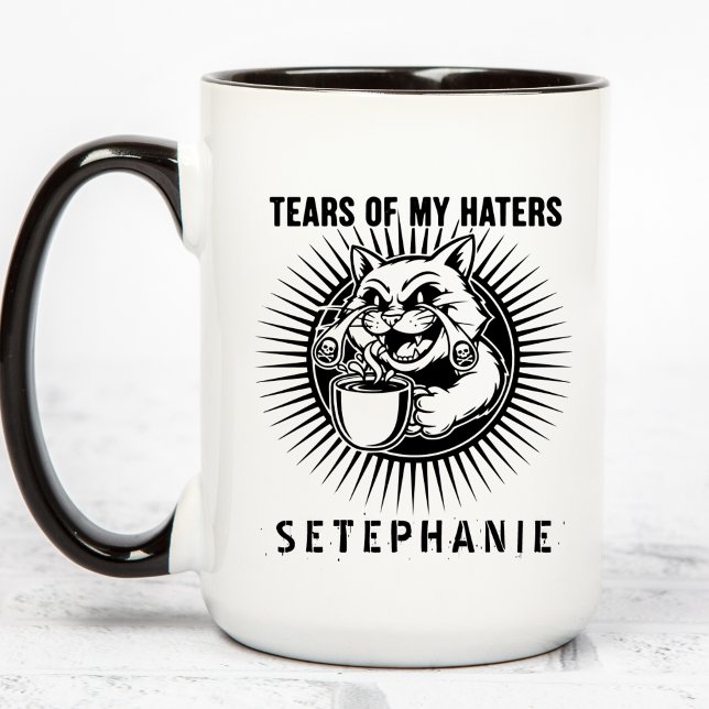 Caneca Tears Of My Haters Mug, Funny Cats Mug, Haters (Criador carregado)