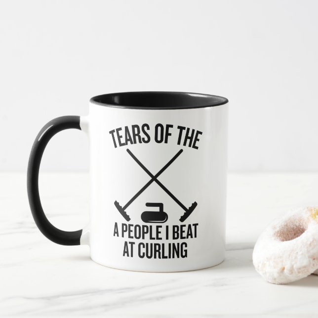 Caneca Tears of the People I Beat at Curling Funny (Com Donut)
