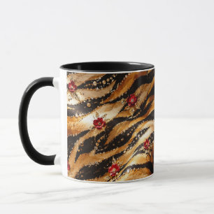 Caneca Tecido Tigre Rosa Cristal Vermelho