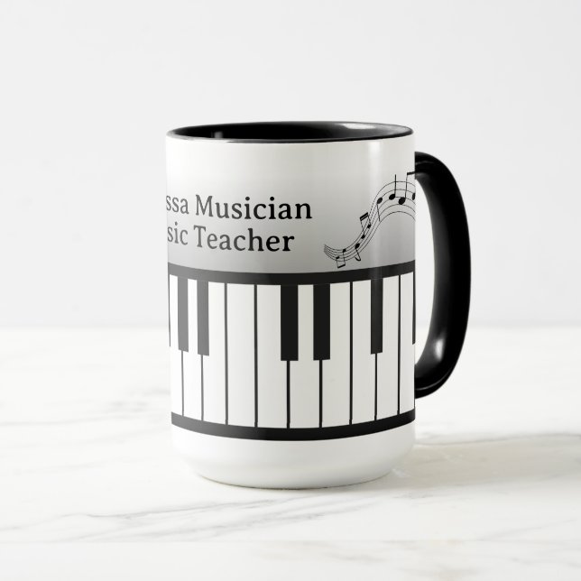 Caneca Teclado de Piano Musi-Cats - Personalize Nome e Tí (Frente Esquerda)
