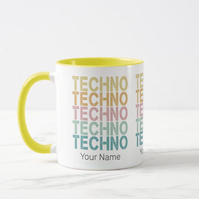 Caneca Tecno House - Letra Retroativa Eletro Vintage Rave (Esquerda)