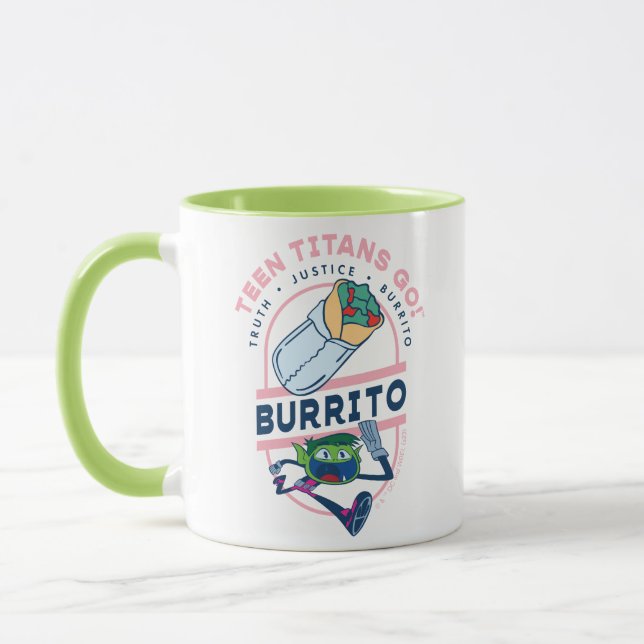 Caneca Teen Titans Go! Beast Boy "Truth Justice Burrito" (Esquerda)