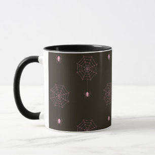 Caneca Teias de aranha pretas e cor-de-rosa/Aranhas Canhã