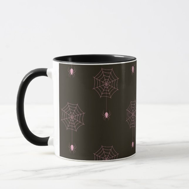 Caneca Teias de aranha pretas e cor-de-rosa/Aranhas Canhã (Esquerda)