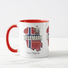 Caneca Telemark Norway Province Map Vintage Souvenir