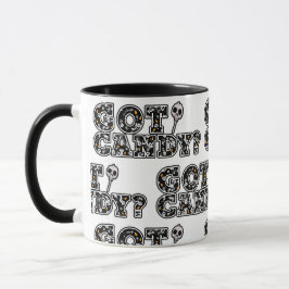 Caneca Tem Doces? Pirulito de Caveiras Preto e Branco Hal