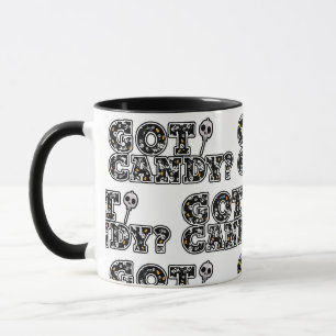 Caneca Tem Doces? Pirulito de Caveiras Preto e Branco Hal